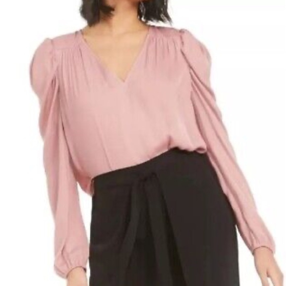 Bar III Pink Asymmetrical Long Sleeve Blouse